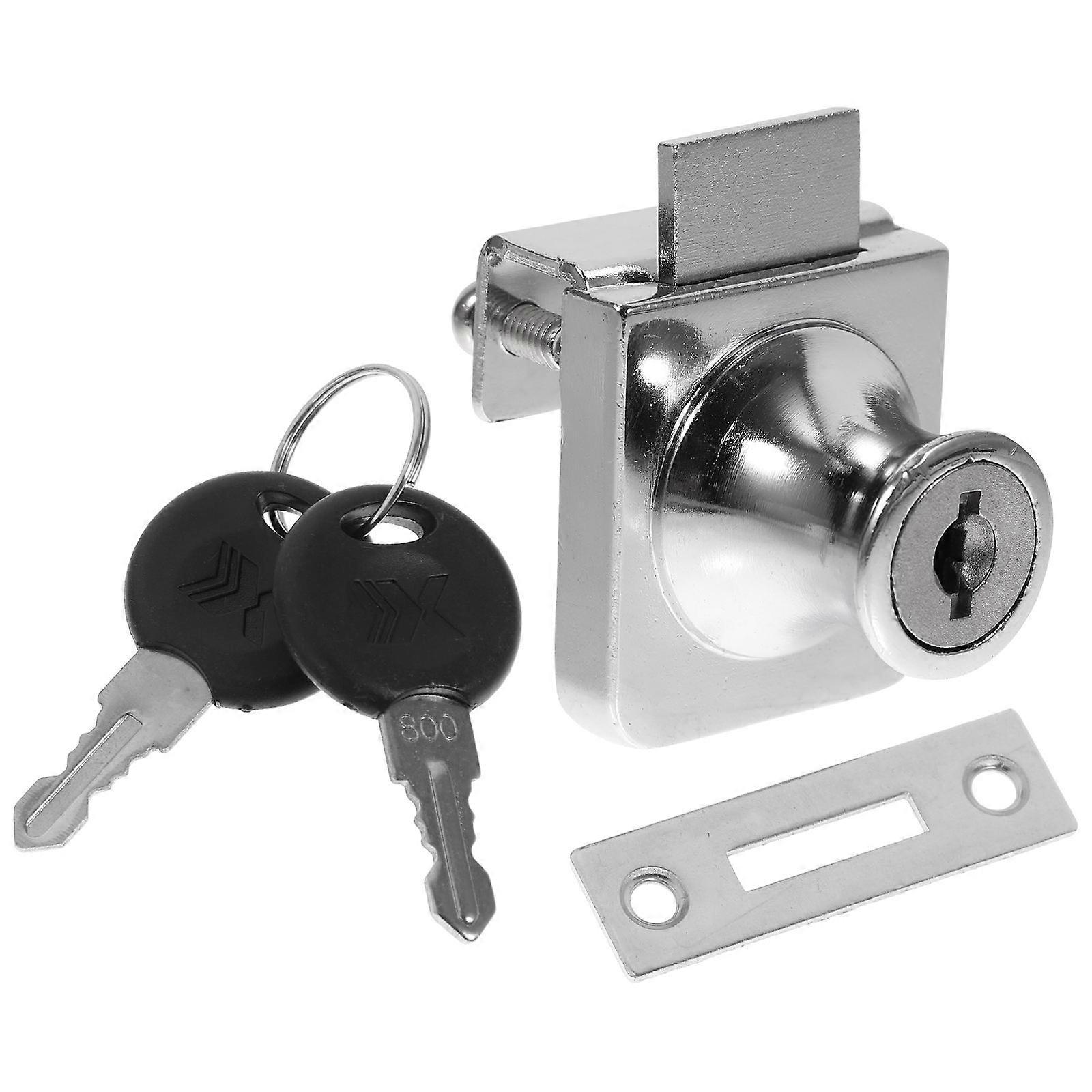 Heavy Duty Display Cabinet Glass Lock – Shaped Safety Lock for Glass Doors, No Drilling Required, Secure Showcase Items for Home and Retail Use