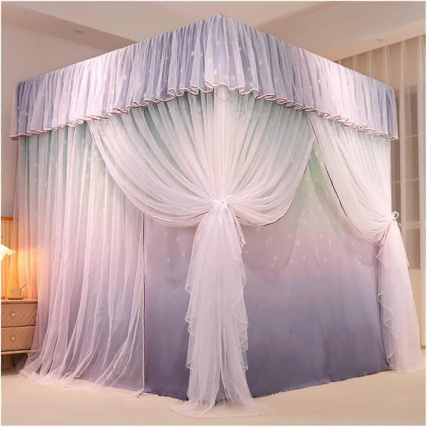 Canopy bed, blackout curtain, fourseason mosquito net, princessstyle canopy (150x200x200cm) Multicolored