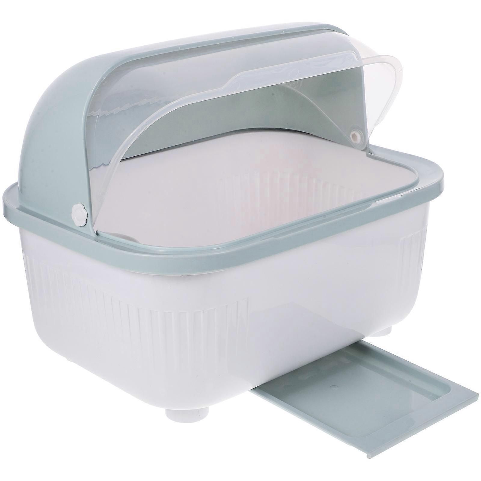 Dish Drying Rack with Transparent Lid   Dustproof Storage Box for Cutlery, Chopsticks & Tableware Organization, Easy Access & Cleaning