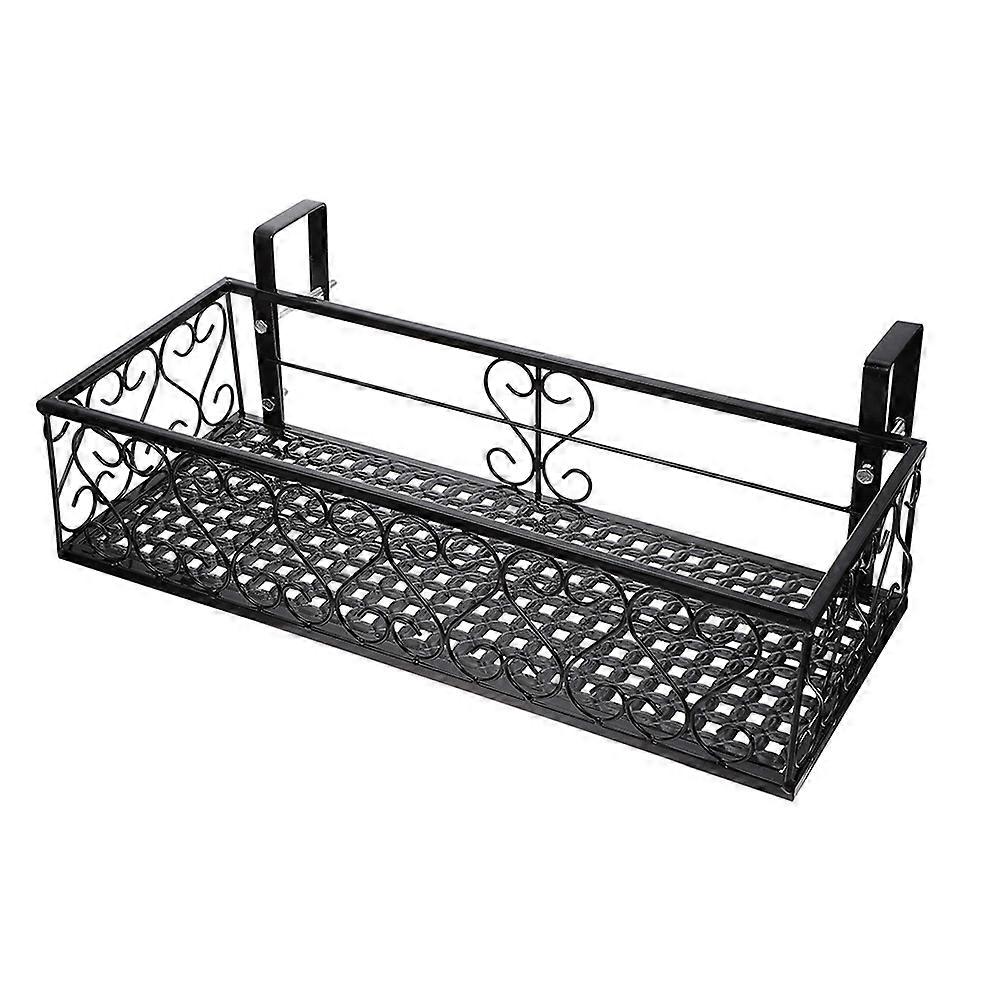 Suspended Flower Stand Balcony Flower Pot Stand Railing Flower Pot Support Black 60X20X12CM For 1Pcs