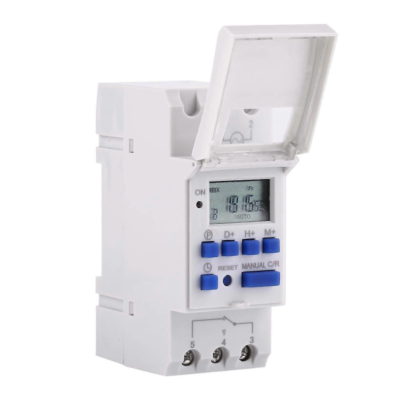 Timer DIN rail digital multifunction timer, LCD display, weekly programmable, 16 A