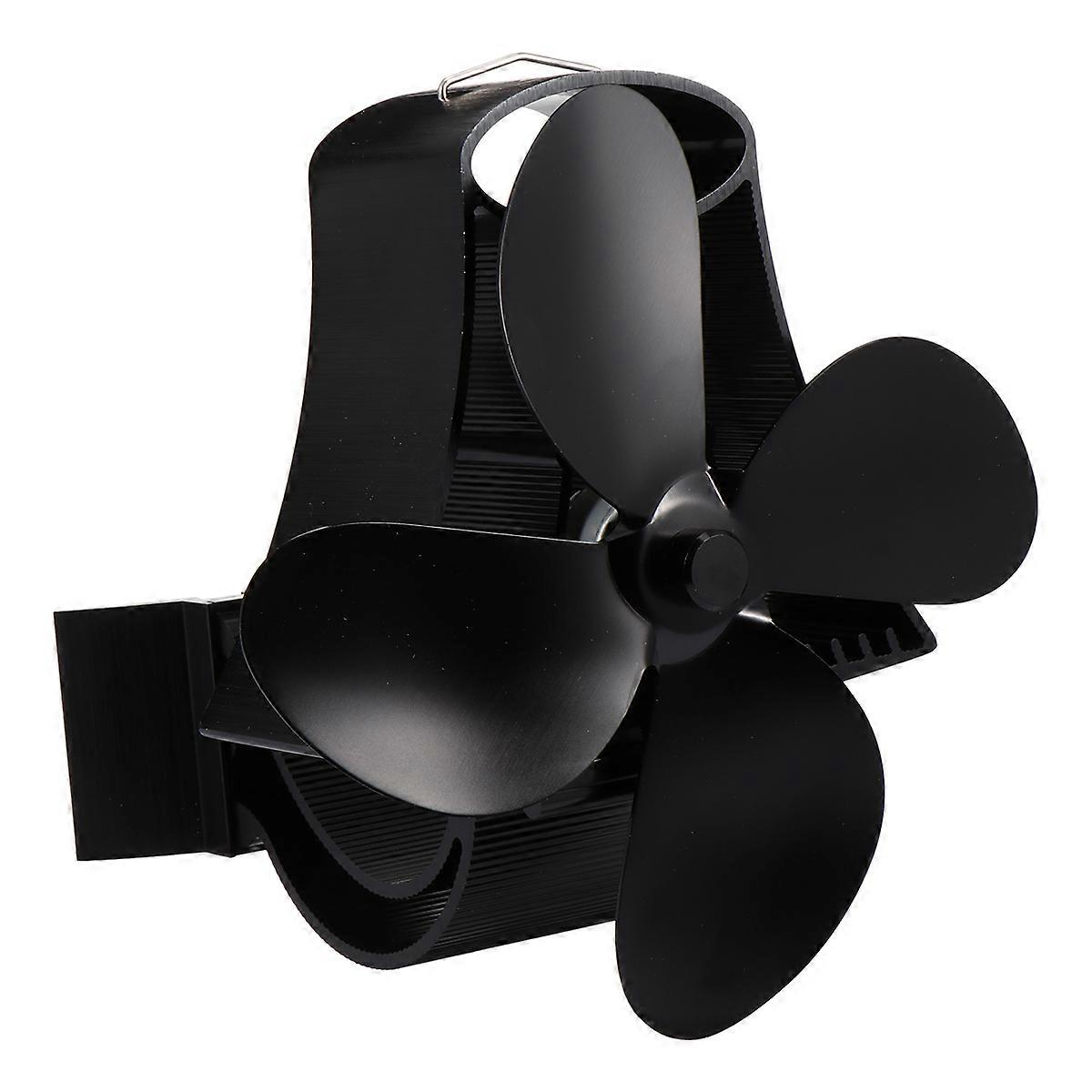 Stove Fan Heat Conversion Low Energy Consumption Fireplace Winter Use Black 1Set