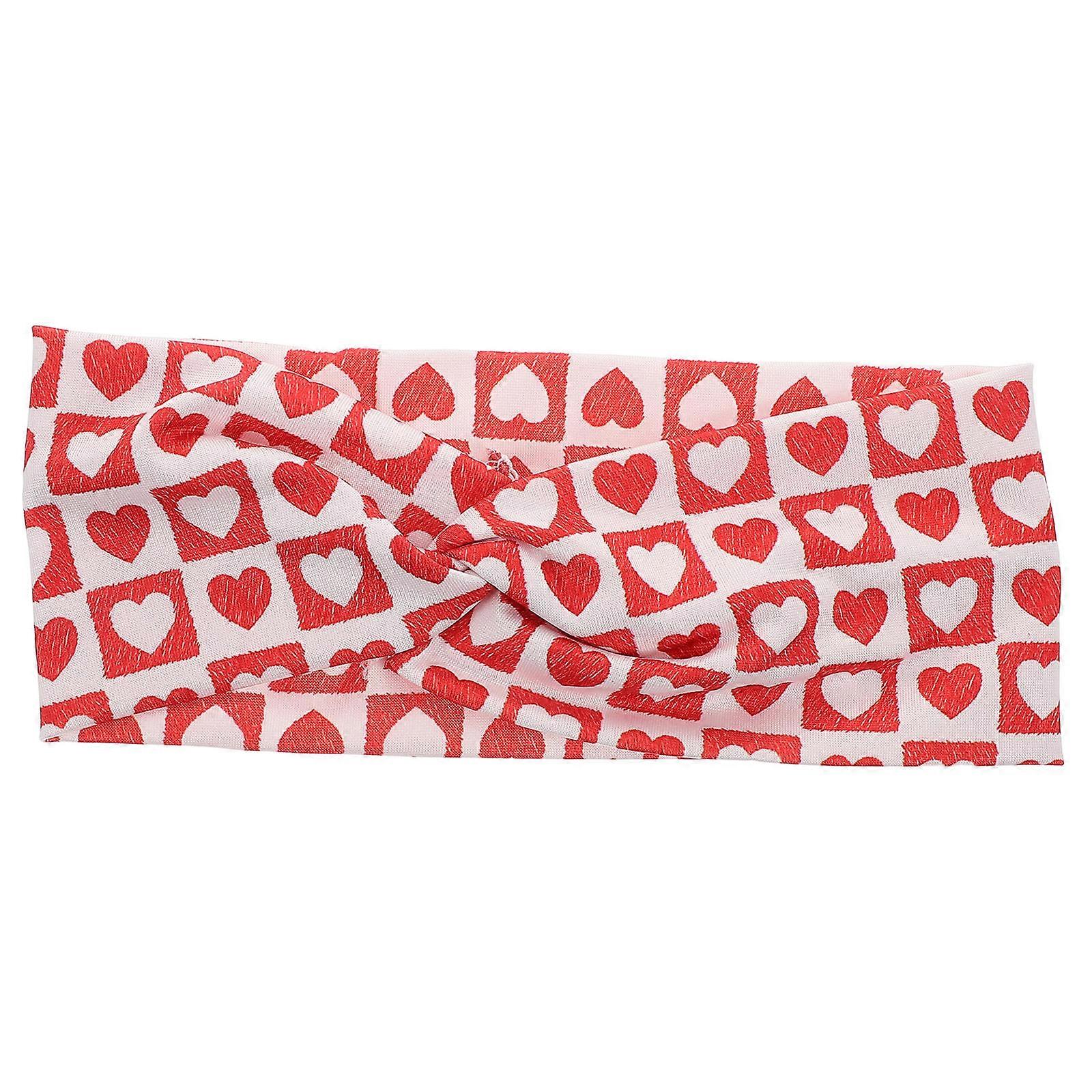 Polyester Headband for Women and Girls Love Heart Printed Pattern Ideal for Workouts and Daily Wear 1Pack