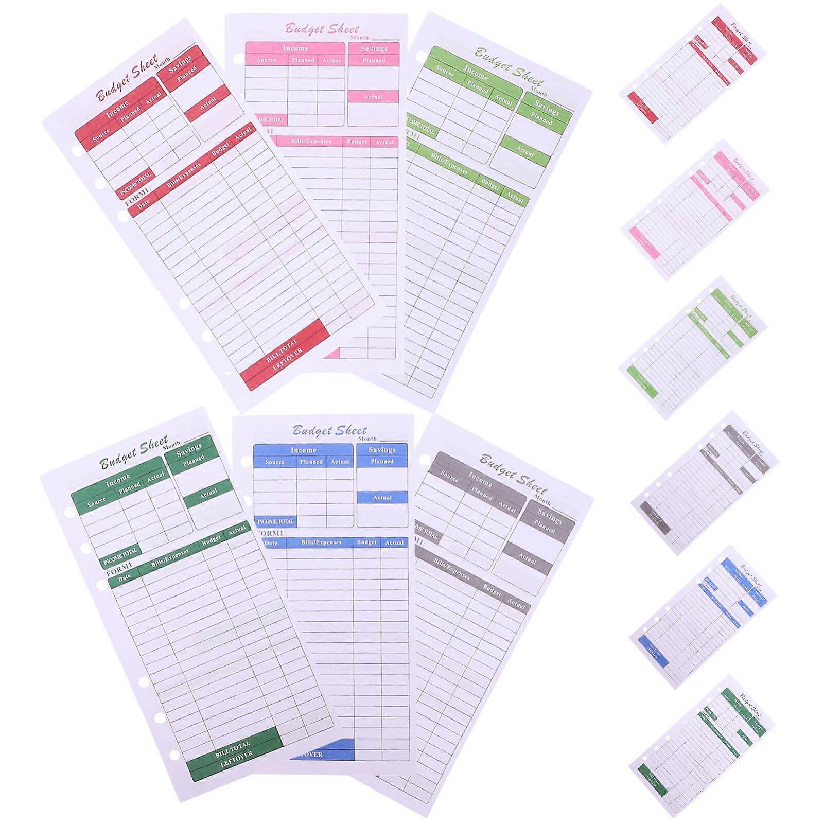 Money Saving Binder Budget Planner Refill, 12 Sheets, Colourful Planner Inserts For Budget Folders And Money Envelopes