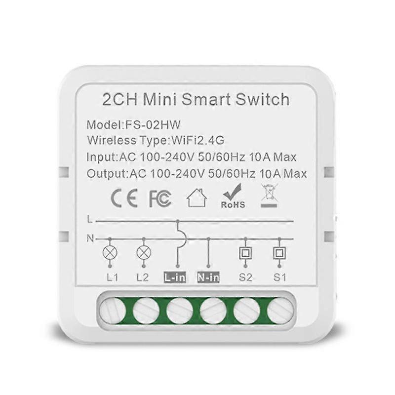 Smart Switch Voice Timer Switch FS-02HW 2CH WiFi+Bluetooth 10A