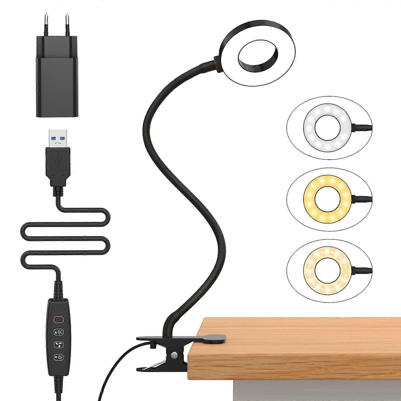 23 LED Reading Lamp Bed Dimmable 3 Modes 10 Brightness Levels: Eye Protection Clamp Light with 40 cm Flexible Gooseneck