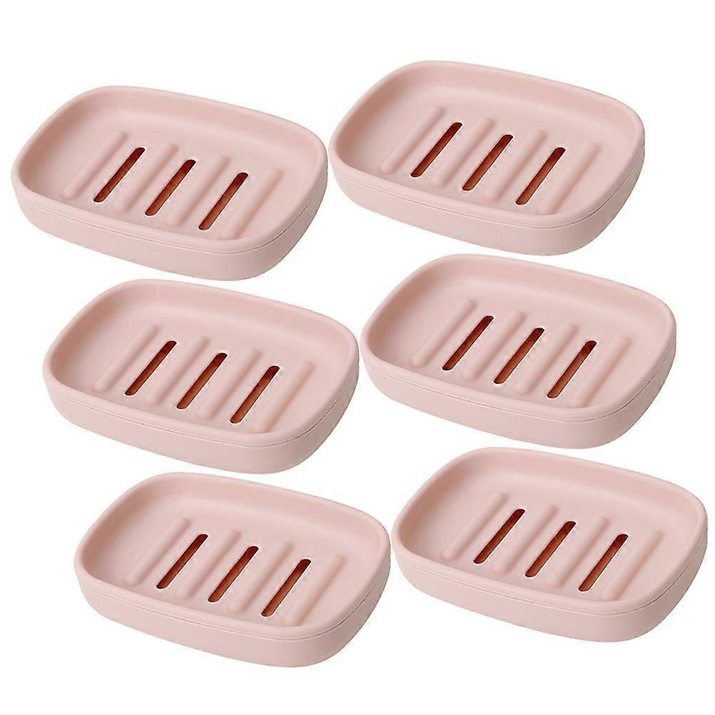 Travel- Holder Plastic Soap Box Water Drainage Rectangular Shape For Camping Hiking 6Pcs