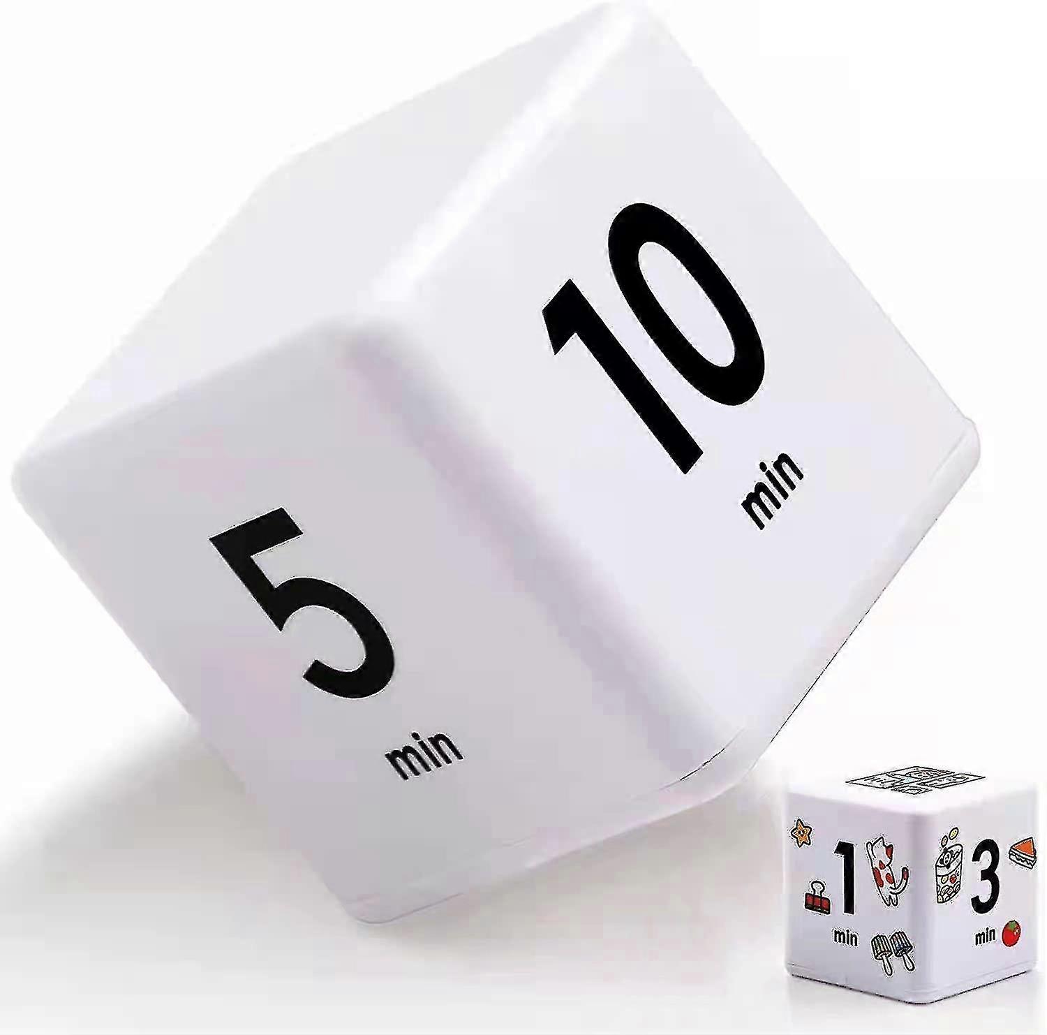 Timer cubo con sensore di gravità, timer di gioco per la gestione del tempo e il conto alla rovescia (1-3-5-10 minuti, bianco)