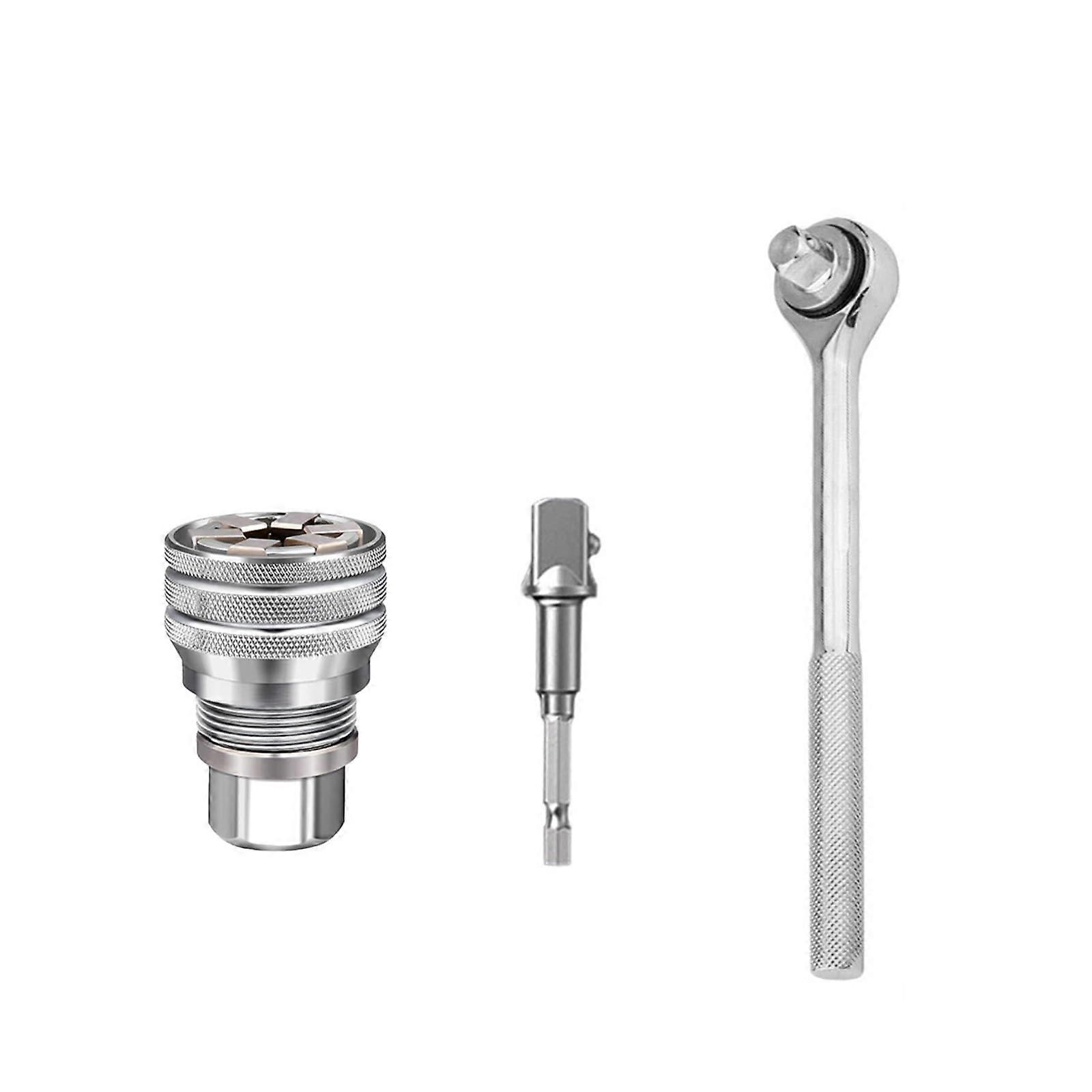 Adjustable Universal Wrench, Manual Socket Tool 10mm-19mm, 3/8-Inch Drive Compatibility, Durable Multi-Size Socket Key