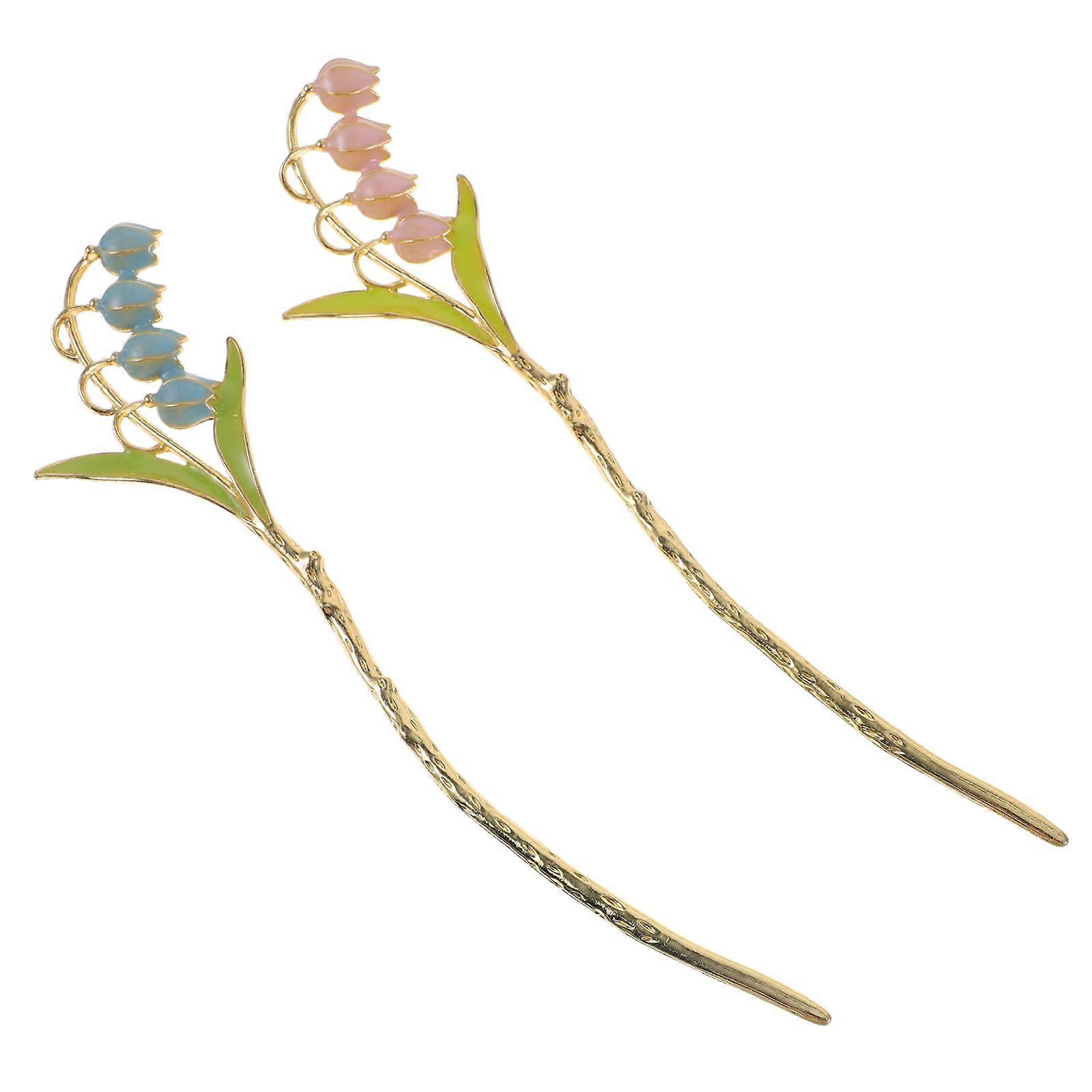 Vintage Hair Chopsticks Set of 2 Elegant Flower Hair Sticks for Durable Bun Styling, Suitable for Traditional & Modern Hairstyles