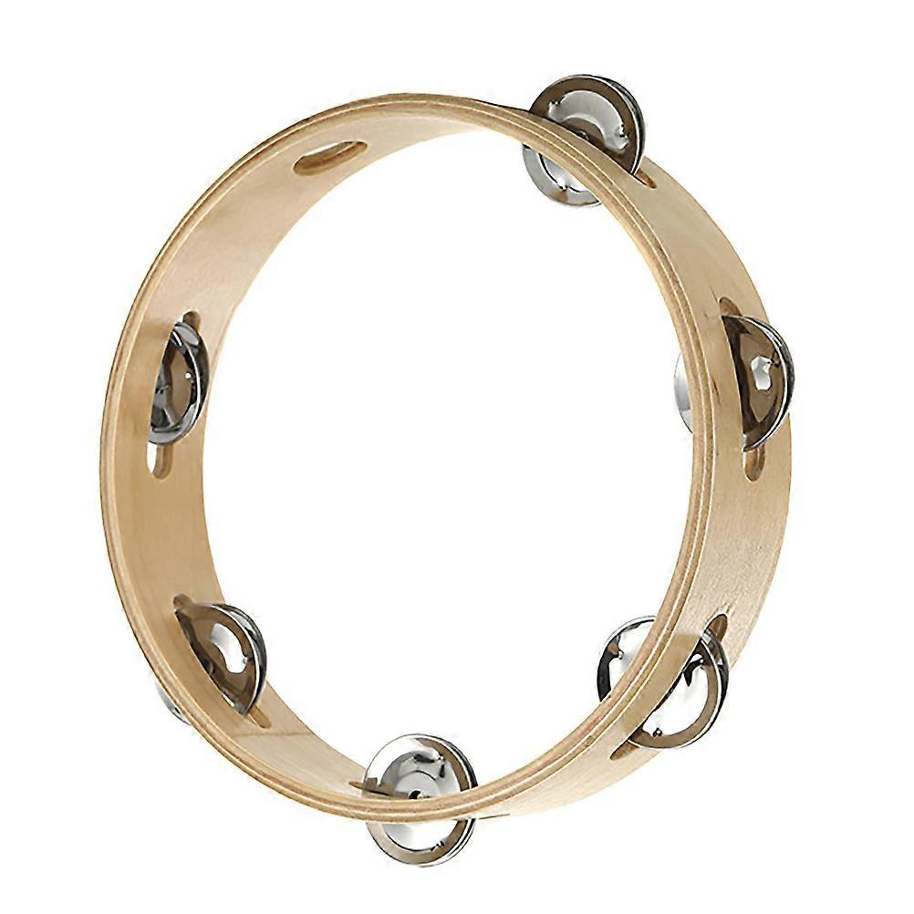 Wooden Tambourine Handheld Percussion Instrument for Music Education Parties Early Learning Sensory Development