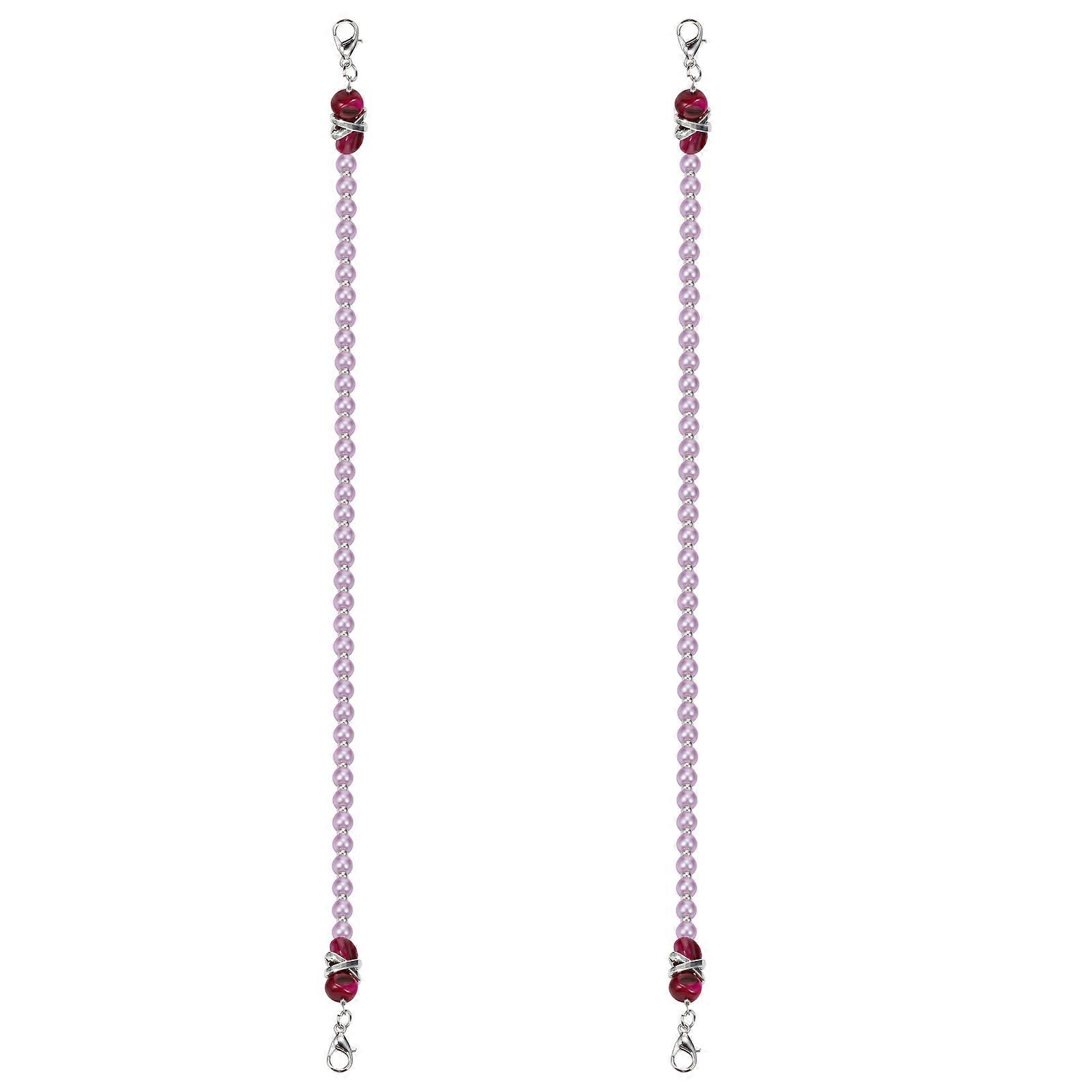 Stylish Pearl Mask Lanyard for Wearing Durable Alloy Material Pink Color 2 Pieces