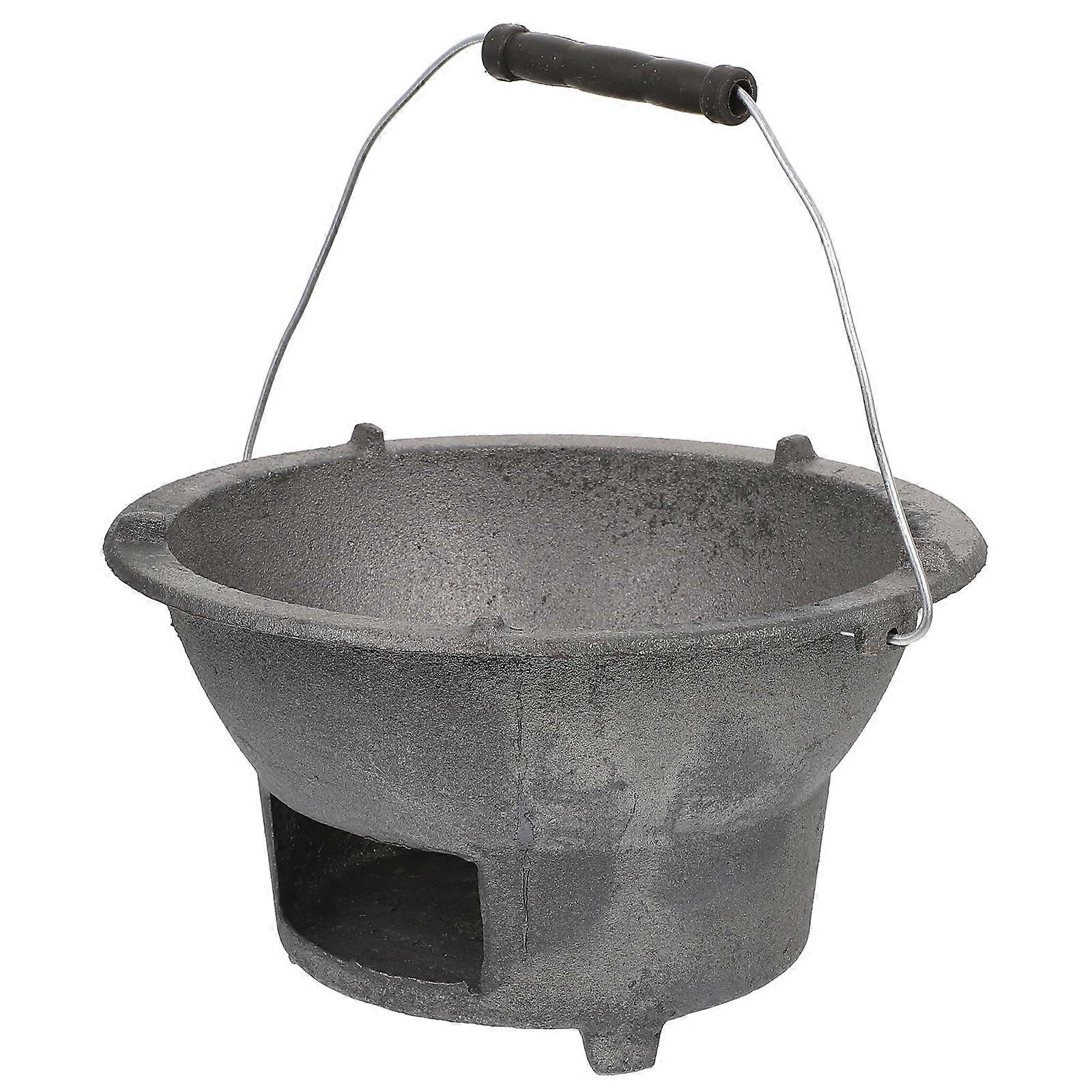موقد شواء من الحديد الزهر للتخييم بالفحم للشواء في الهواء الطلق مع 1 مجموعة من أدوات الشواء