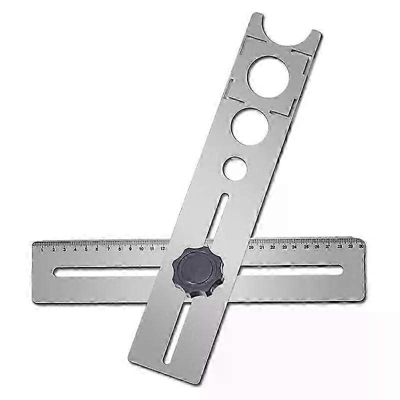 Multi-Functional Stainless Steel Ceramic Tile Hole Locator Ruler 360 degree Adjustable Punching Hand Measure Tools