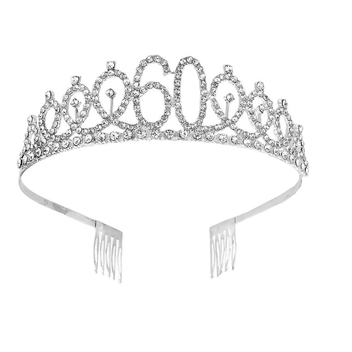 Silver Rhinestone Crown with Alloy Insertion Comb for Stable Wearing Perfect for Birthday and