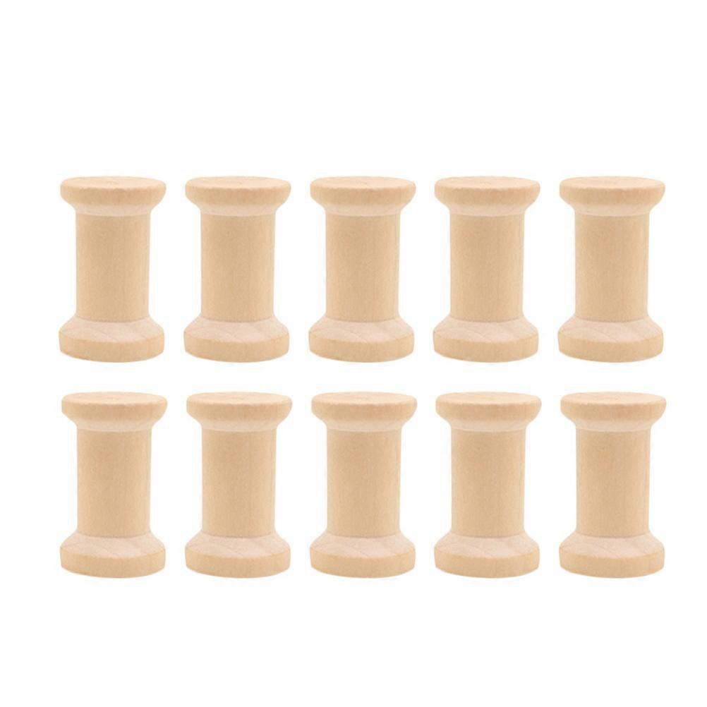 10pcs Wood Spools Weaving Bobbins Empty Thread Spools Craft Spools (Original Color)
