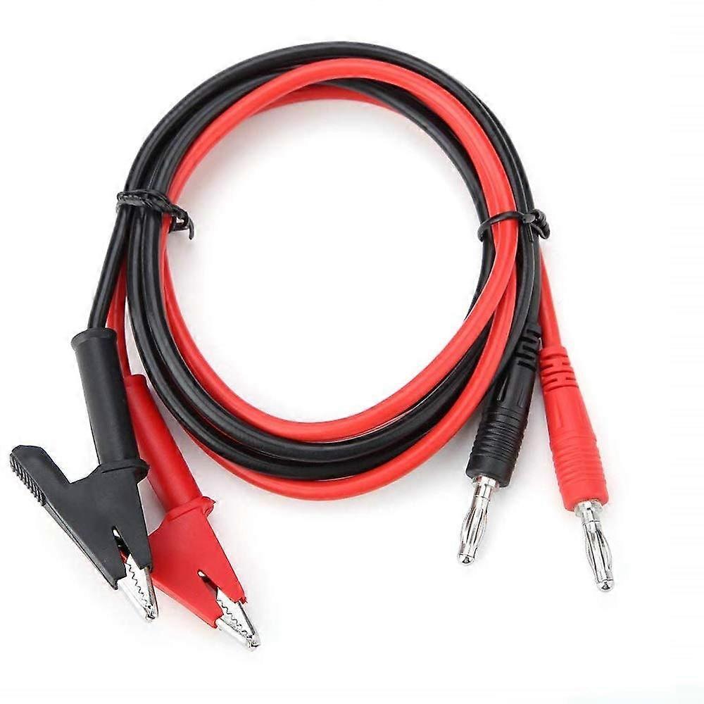 15A 4mm Banana Plug to Crocodile Clip Test Probe Cable Set - 2pcs Red and Black, High-Quality Electrical Testing Cables