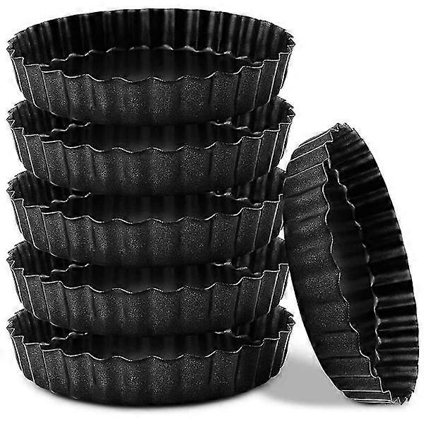 Set of 6 Small Non-Stick 4\" Custard Molds with Removable Bottom in Carbon Steel