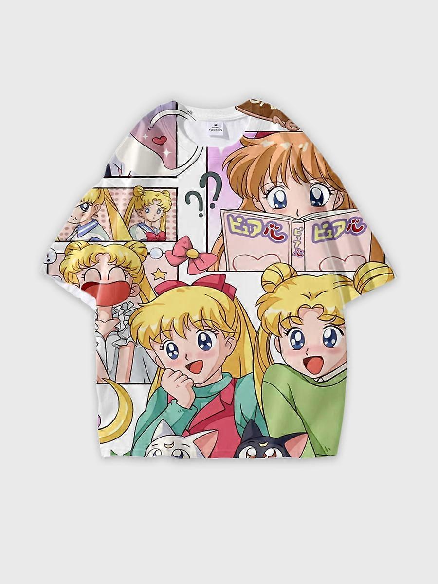 T-shirt round neck Role Pattern loose short sleeve P238