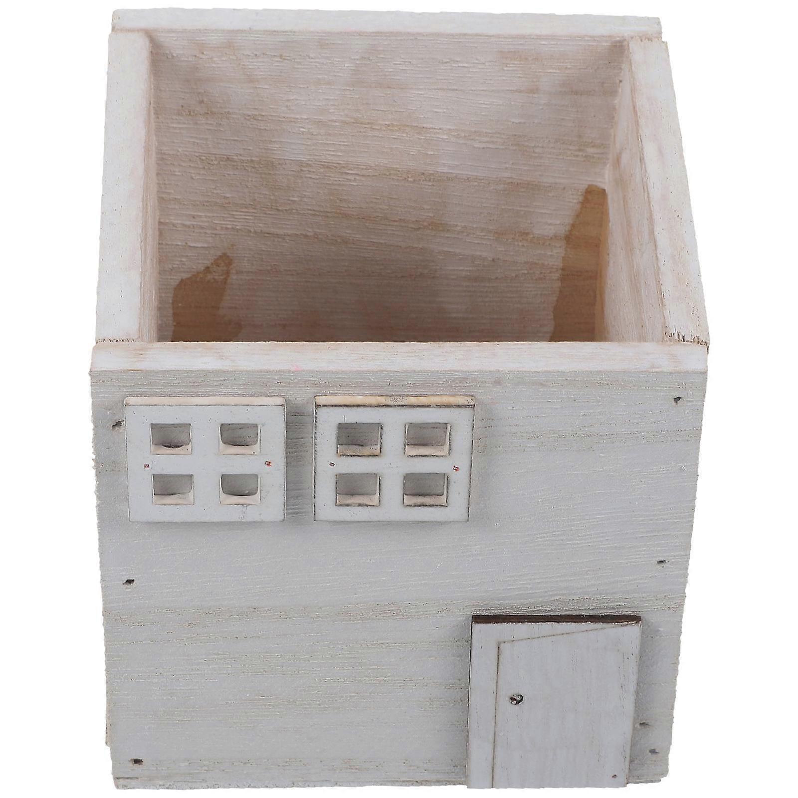White Wooden Planter for Storage Decorative Rustic Flower Pot Ideal for Home Small Size