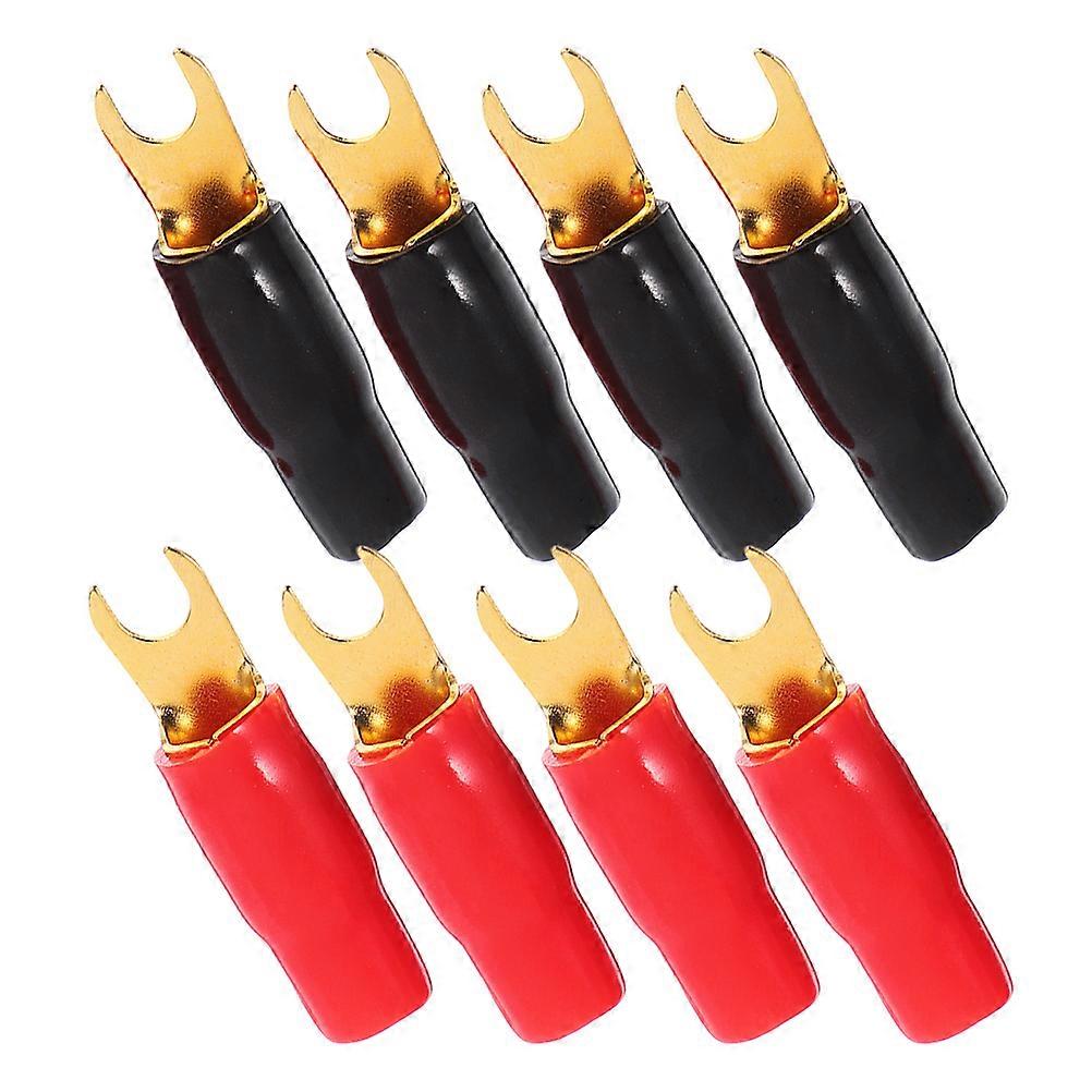 Car Amp Connectors 4 Pairs Fork Terminals For Automotive Audio Systems Heavy Duty Gold Plated Terminals Enhanced Signal