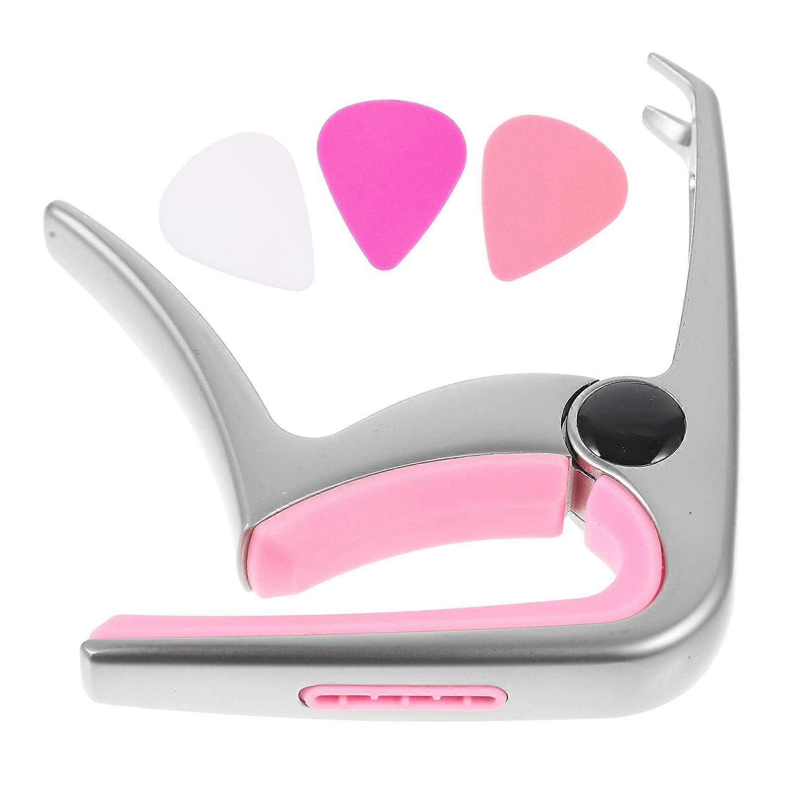 Ukulele Capo with Clip Tuner for Acoustic Electric Guitars, Compact Durable Design, Stylish Pink Color for Musicians