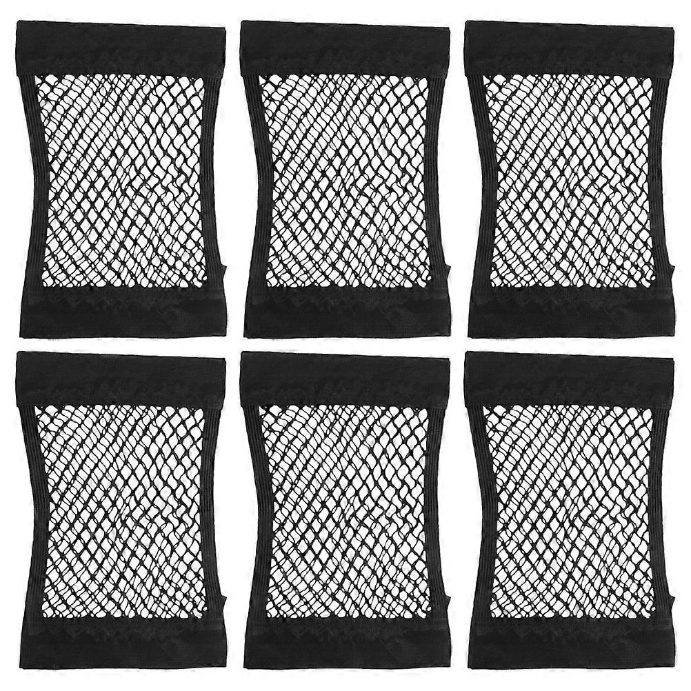 6pcs Double Layer Car Trunk Cargo Net with Sticky Tape – Elastic Storage Organizer for Travel, Camping, and Outdoor Sports – Universal Fit for Cars