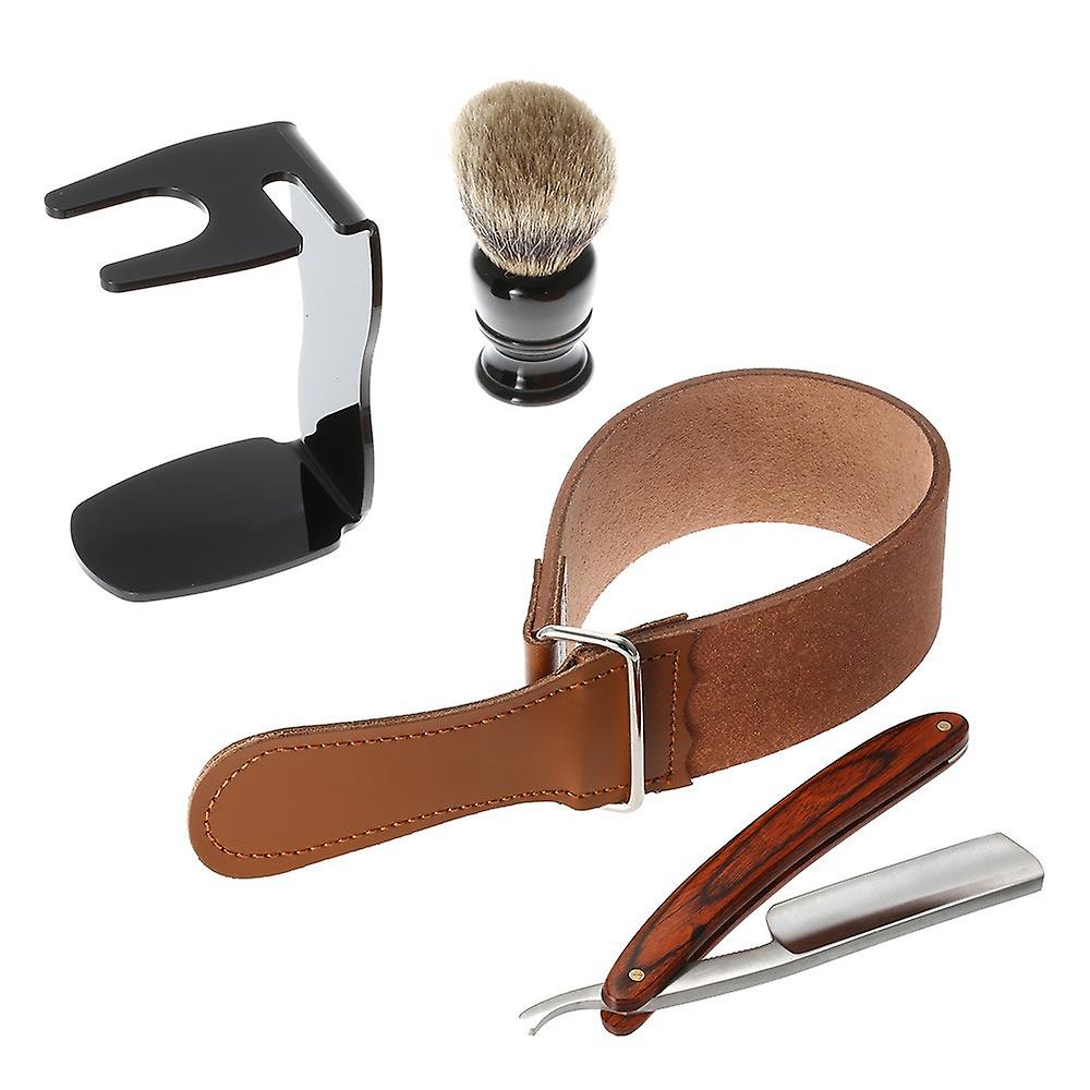 Mens 4 Pcs Shaving Kit - Bbrush And Double Edge Safety Shaving Set For Men -without Blades - Elegant Shaving Set