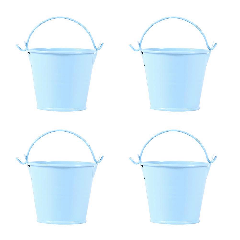 Durable Iron Flower Bucket for Storage with Elegant Retro Design Blue 4Pcs