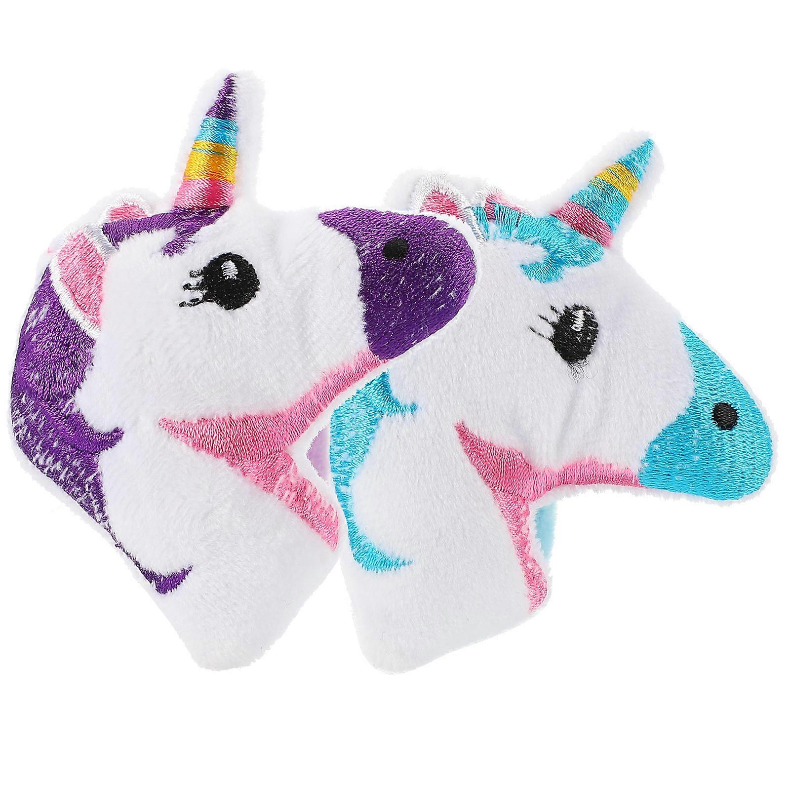 Unicorn Cartoon Slap Bracelets for Kids with Plush Material Assorted Color 2Pcs