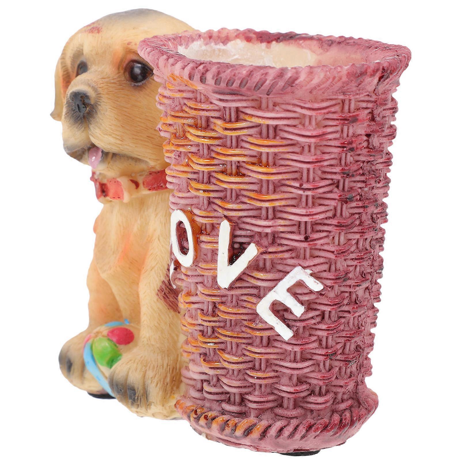 Dog Modeling Pen Stand Unique Design For Office Workers Resin Material 9x5.5cm 1Set