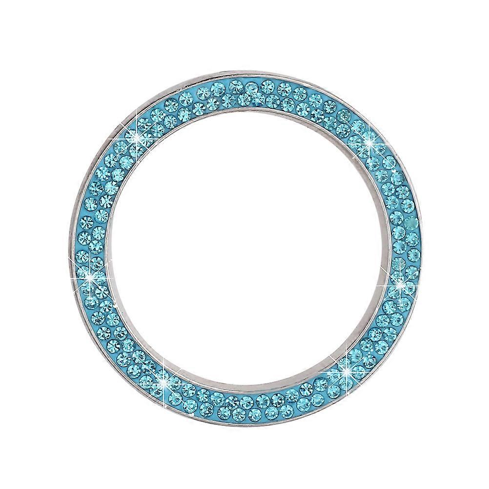 Alloy Ignition Button Ring Car Decoration Sky-Blue 5Pcs/Set