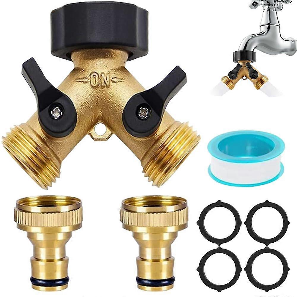 2-Way Water Distributor 3/4 Inch Y Connector for Washing Machine and Garden Hose with Dual Switch Control