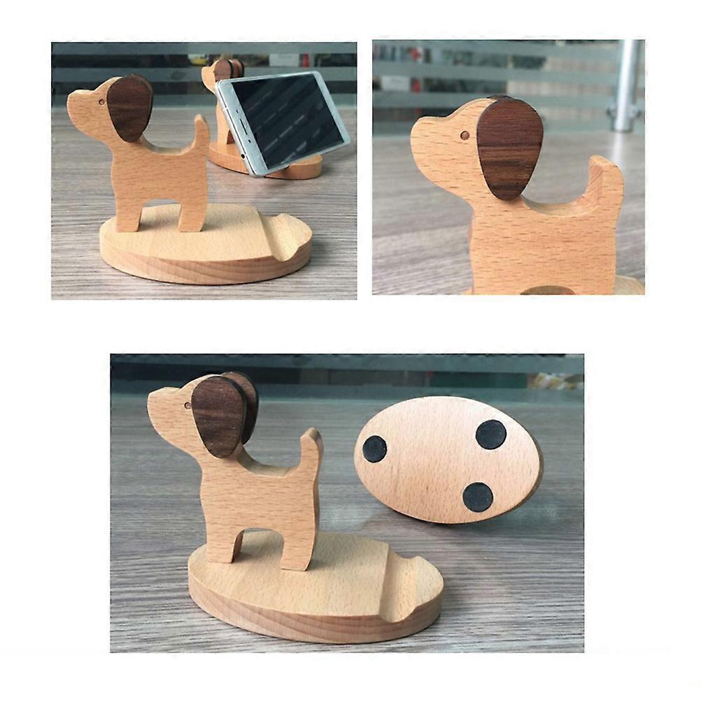 Wooden Dog Phone Stand for HandsFree Viewing Assorted Color Ergonomic Design 3.5 x 5.5 x 7 inches