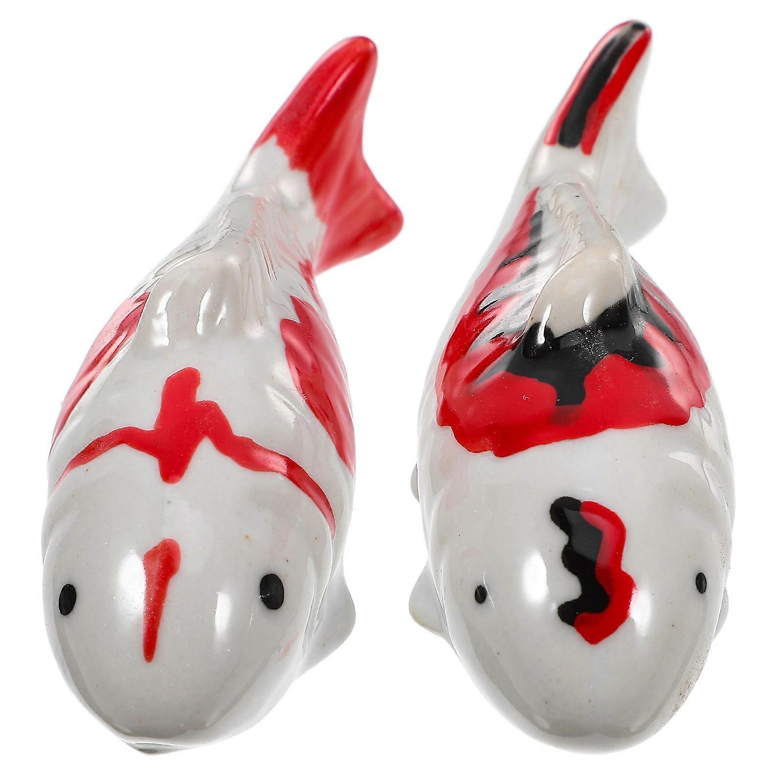Ceramic Floating Fish Ornaments 2Pcs Desktop Decor For Home Decoration Realistic Design