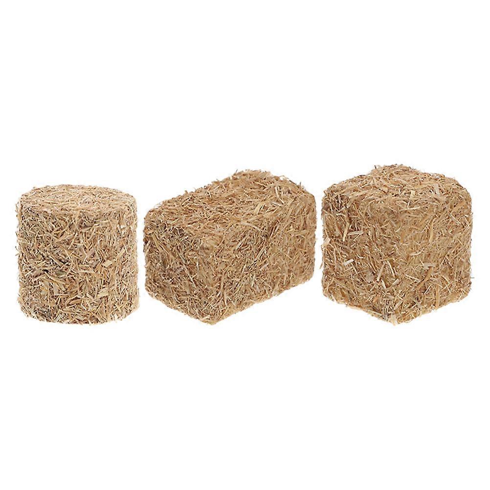 3pcs Mini Hay Bales for DIY Autumn Harvest Decorations – Farm Theme Table Ornaments & Halloween Display Accents