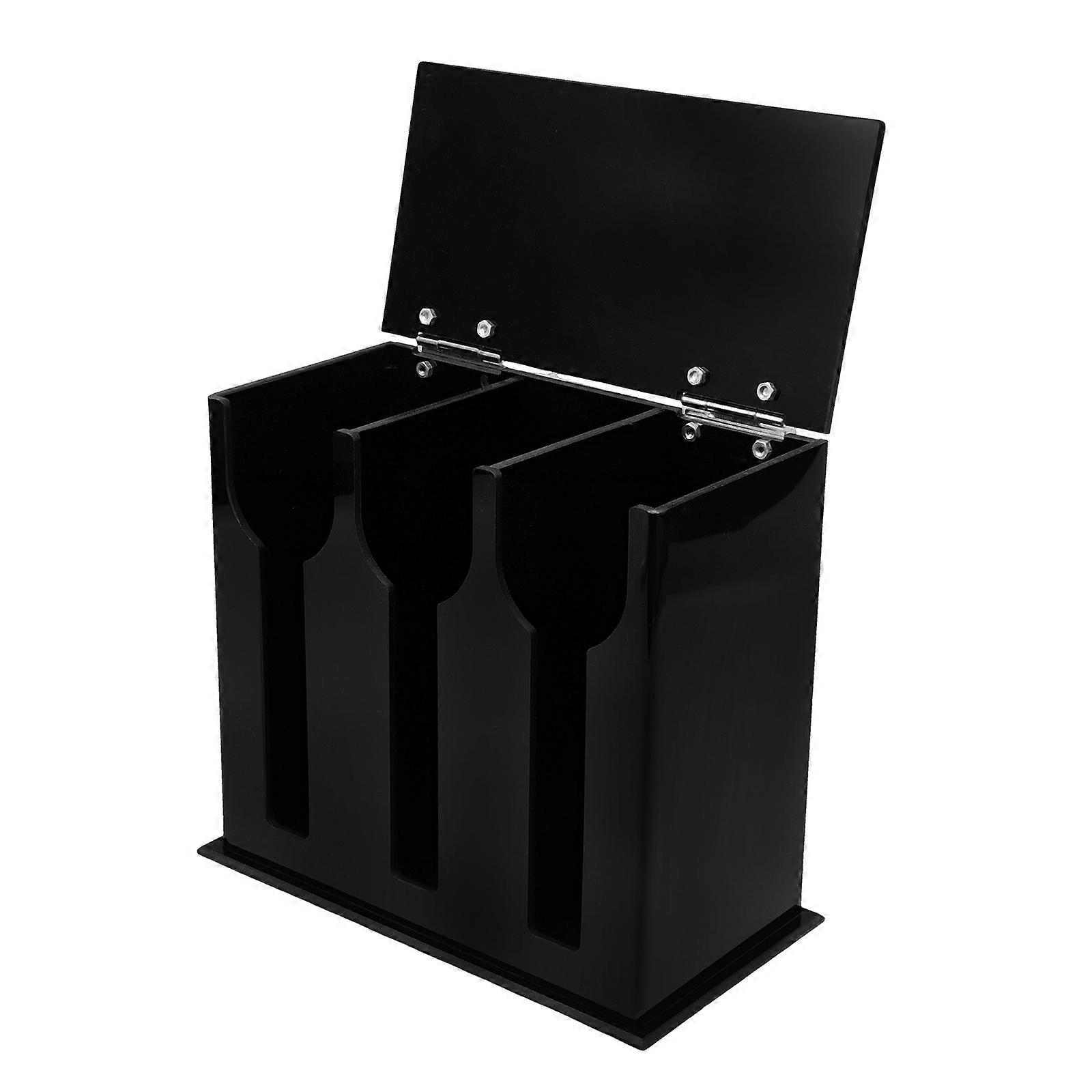 Black Acrylic Utensil Dispenser for Bar Use Safe and Convenient Spoon Holder with Practical Design 3 Compartment