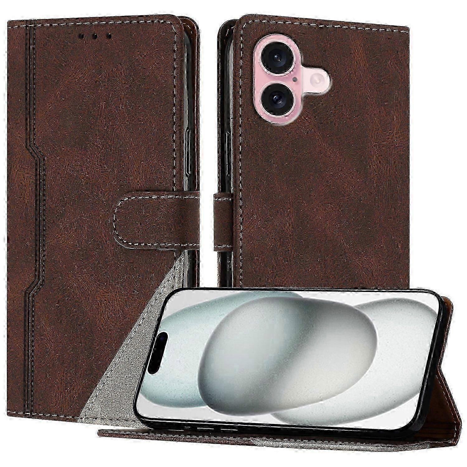 For Iphone 16 Case With Card Holder,Shockproof Wallet Phone Case-