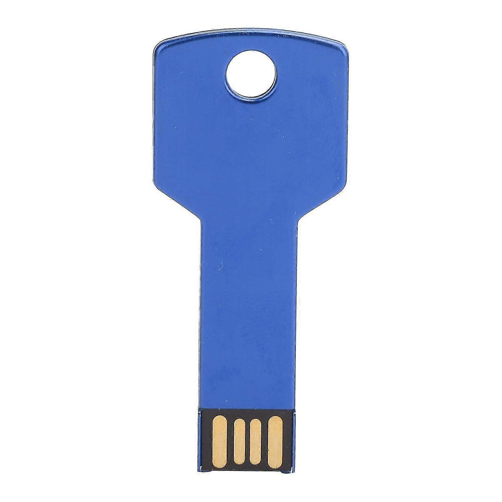 64GB Blue Key-Shaped USB Flash Drive - Plug and Play Memory Disc for Computers & Cars - Compact Design for Easy Storage