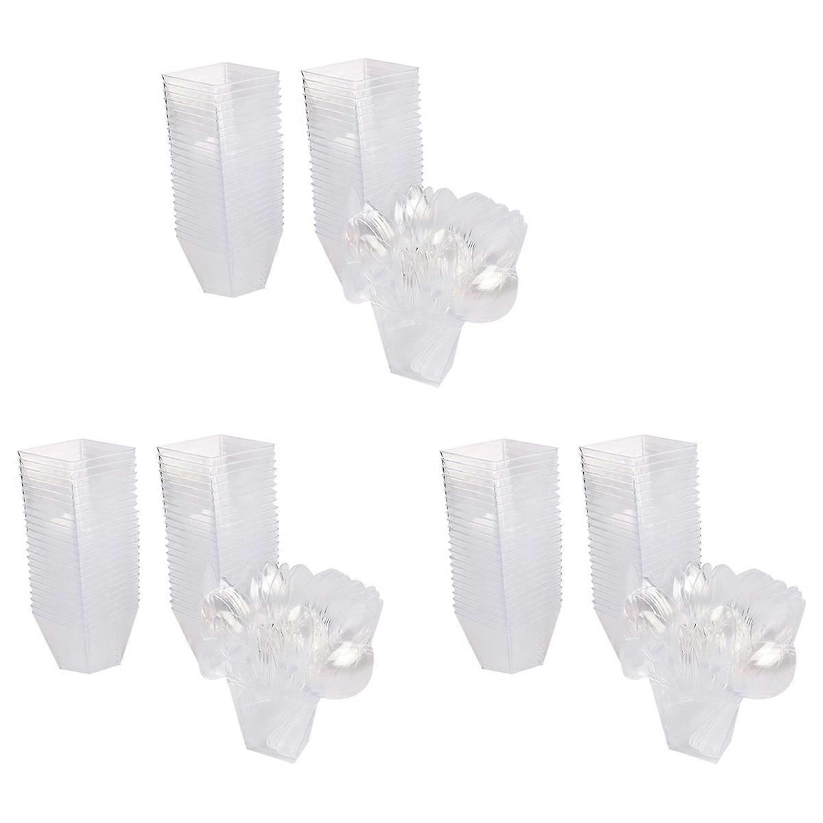 Pack of 150 Dessert Cups with Spoons, 60Ml Dessert Bowls Set, DIY Plastic Dessert Cups, Reusable Tra