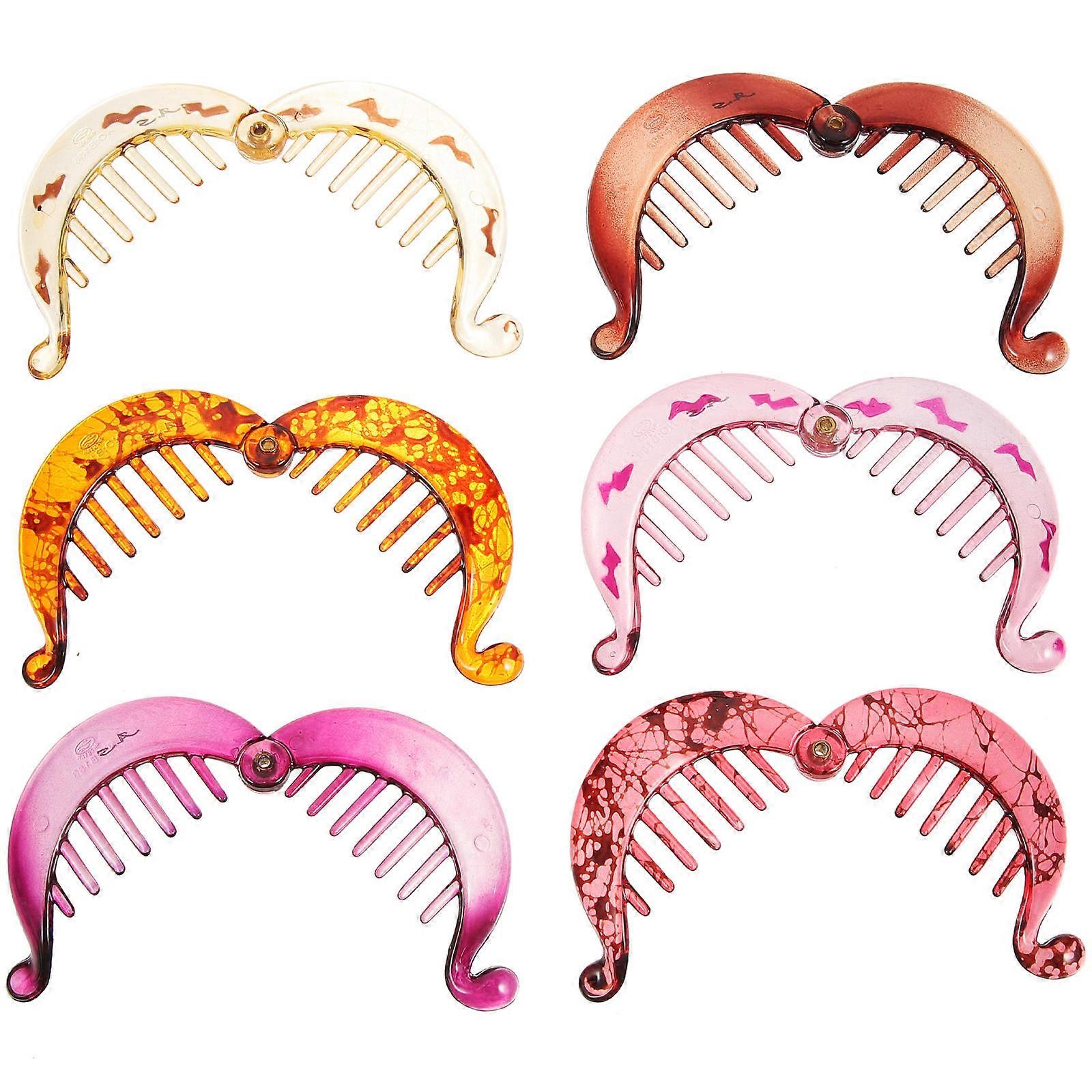 Stylish Banana Clips for Thick Hair Made of Plastic Assorted Color Comfortable Lightweight 6pcs