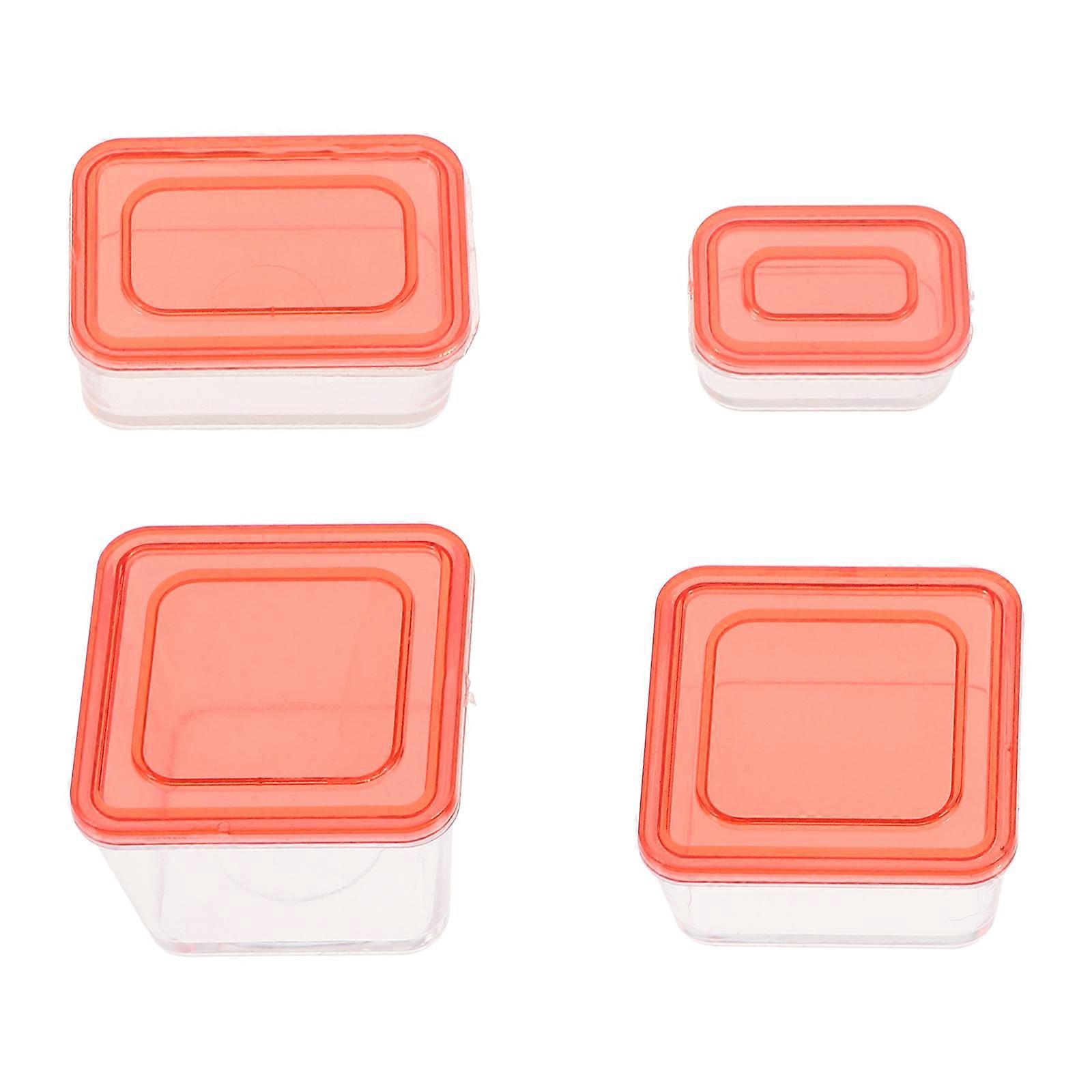 4pcs Miniature Clear Plastic Boxes for Doll House Decor Small Size