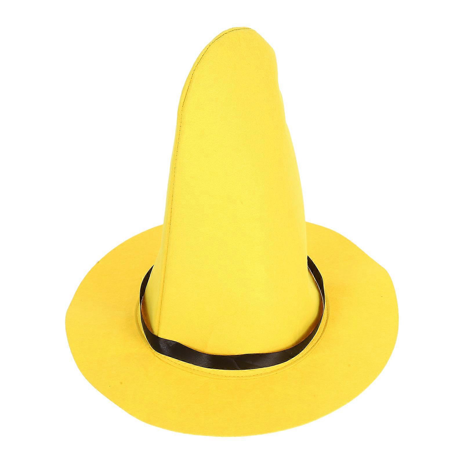 Lightweight Foldable Yellow Felt Witch Hat for Women – Cosplay Accessory for Halloween, Parties, and Festivals – Unique Design for Masquerades and