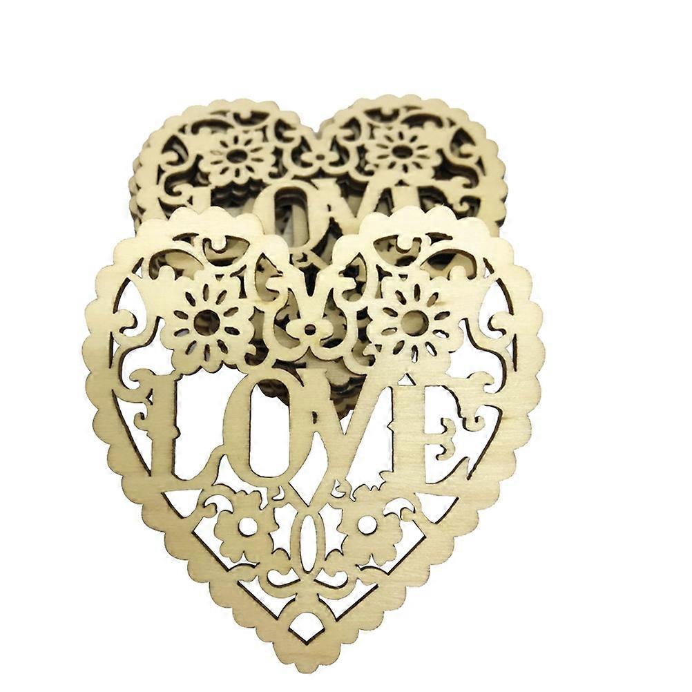 Wooden Heart Decorations with Hole for Hanging Craft Projects Natural Wood Color Smooth Finish 8x8x0.3cm