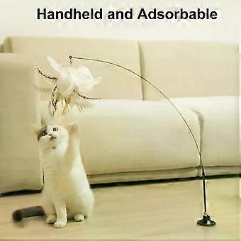 Pet Toys Cat Accessories Feather Interactive Games Strong Suction Cup Kitten With Bell Long Rod Funny Cat Stick
