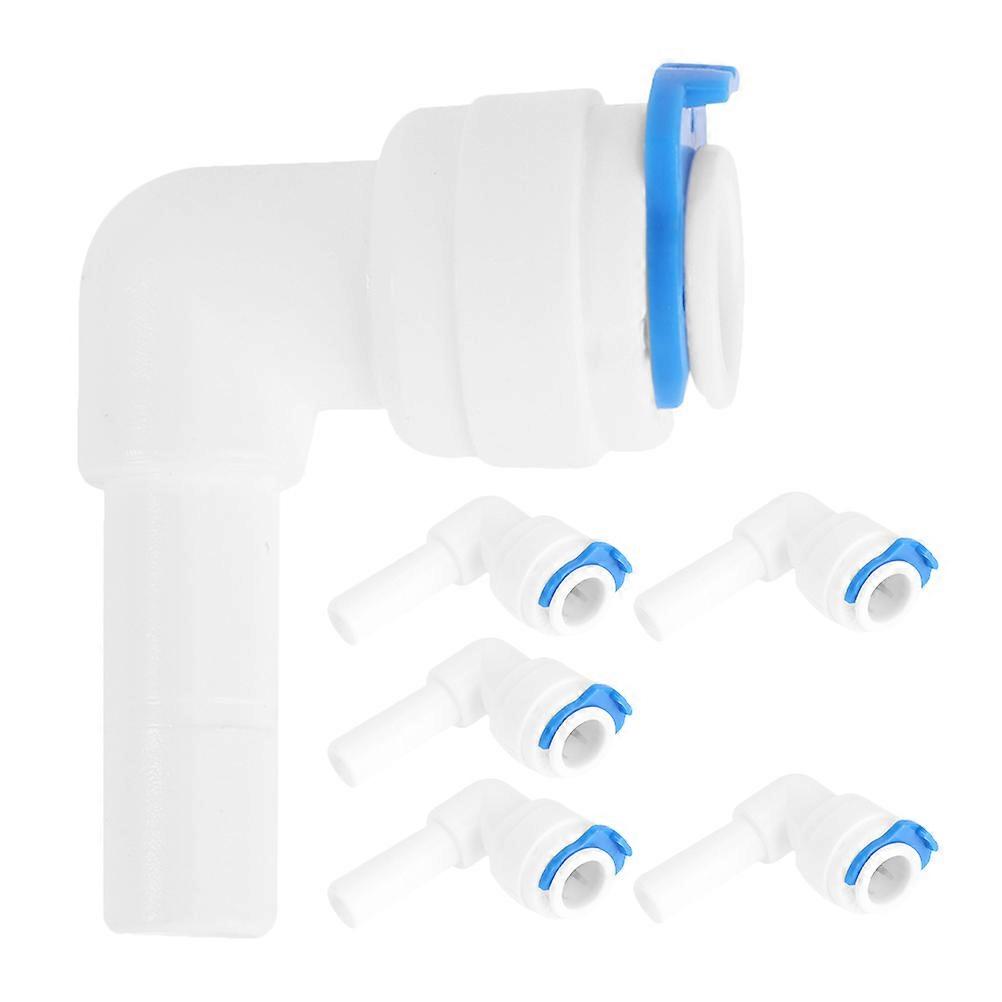 6pcs White PE Water Purifier Connector with Elbow for Home Use 3/8 Inch