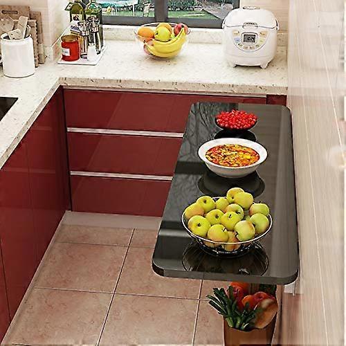 طاولة DropLeaf مثبتة على الحائط، طاولة طعام مطبخ قابلة للطي، أسود، 70 × 30 سم