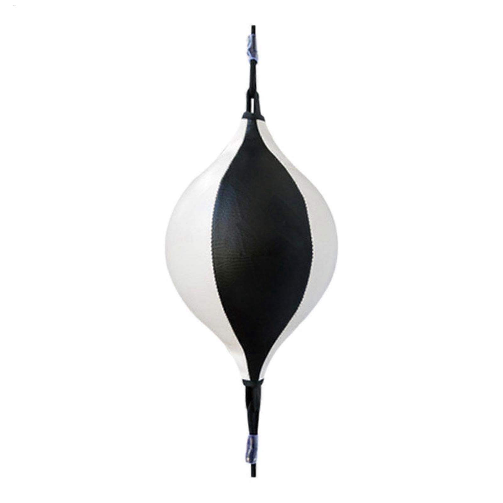 Double-Ended Speed Bag, Leather Box Ball, Indoor Double Bag for Professional Boxing Training, White/Black