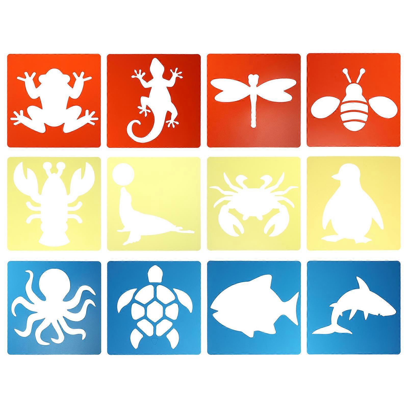 Practical 12Pcs Animal Stencil Templates Assorted Color for Children's Hands-on Ability Improvement