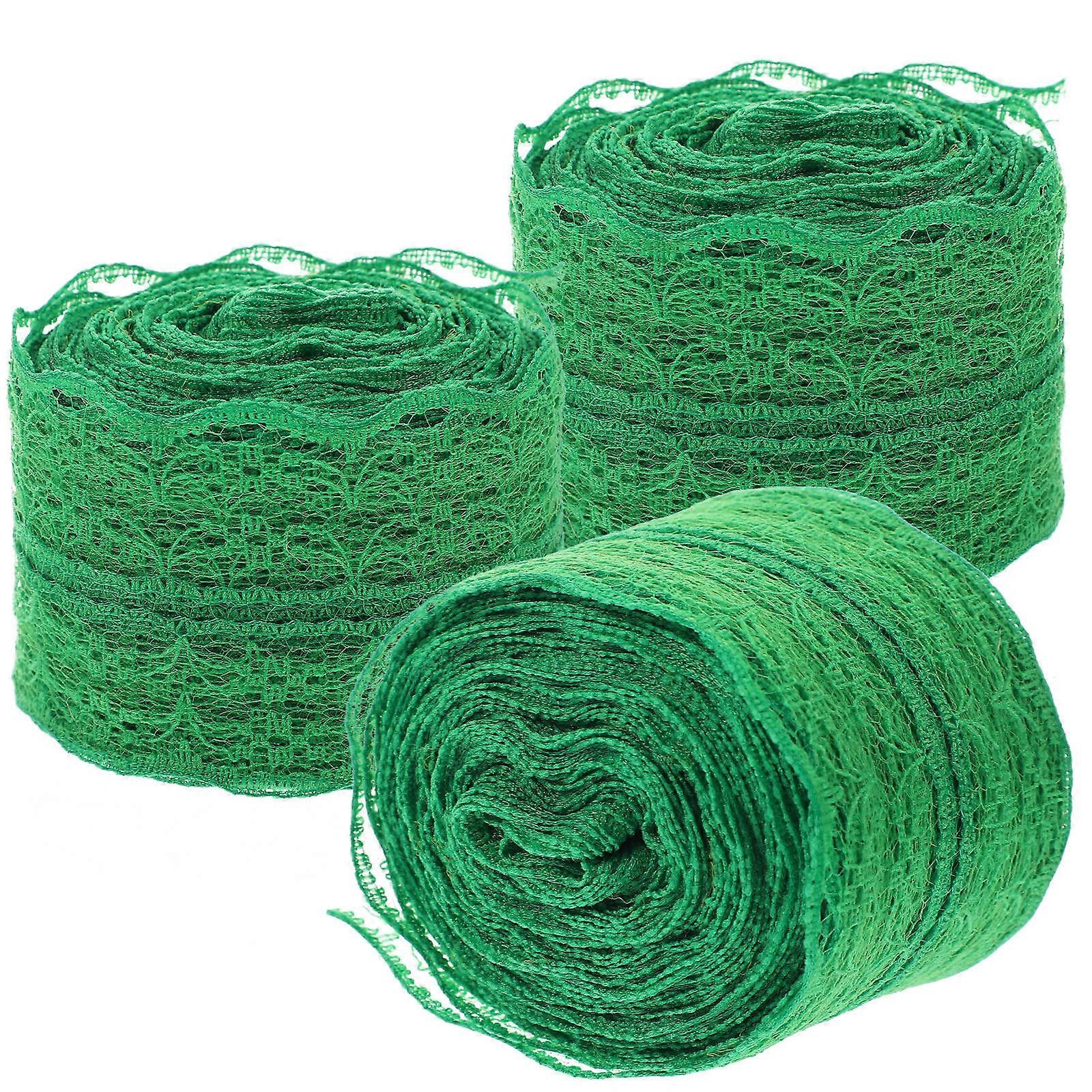 3 Rolls Of Flat Lace Bandeau Lace Trim In Elegant Green Perfect For Scrapbook Gift Wrap And Bridal Wedding Decor 3Pack